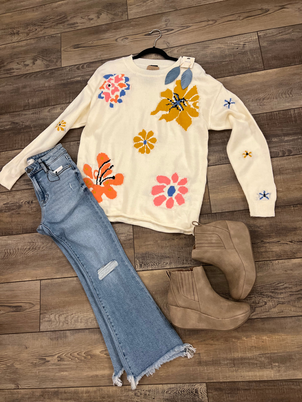 Ivory Floral Sweater