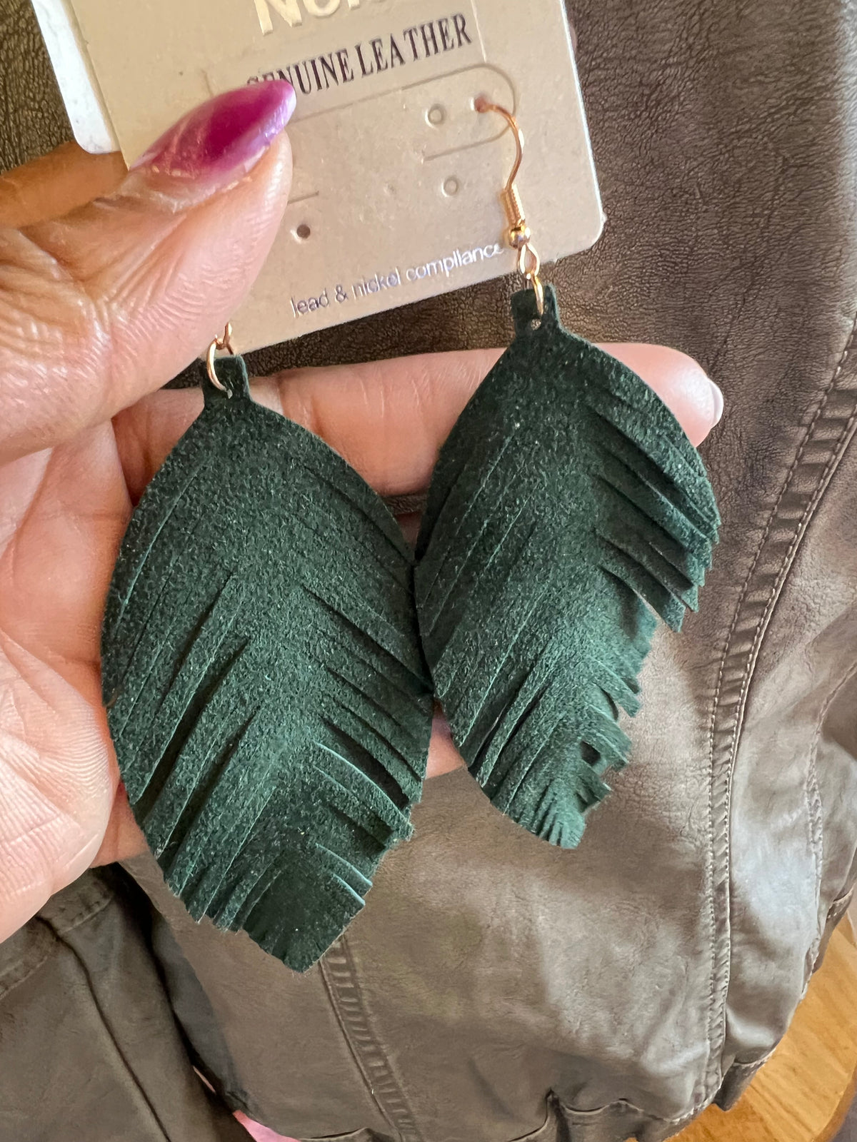 Kelly Green Feather Earrings