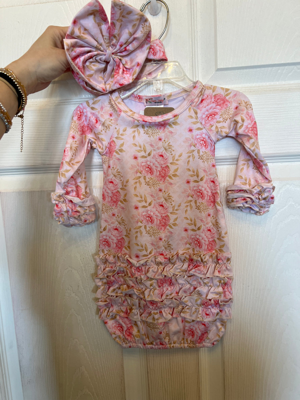 Vintage Pink Baby Gown Set