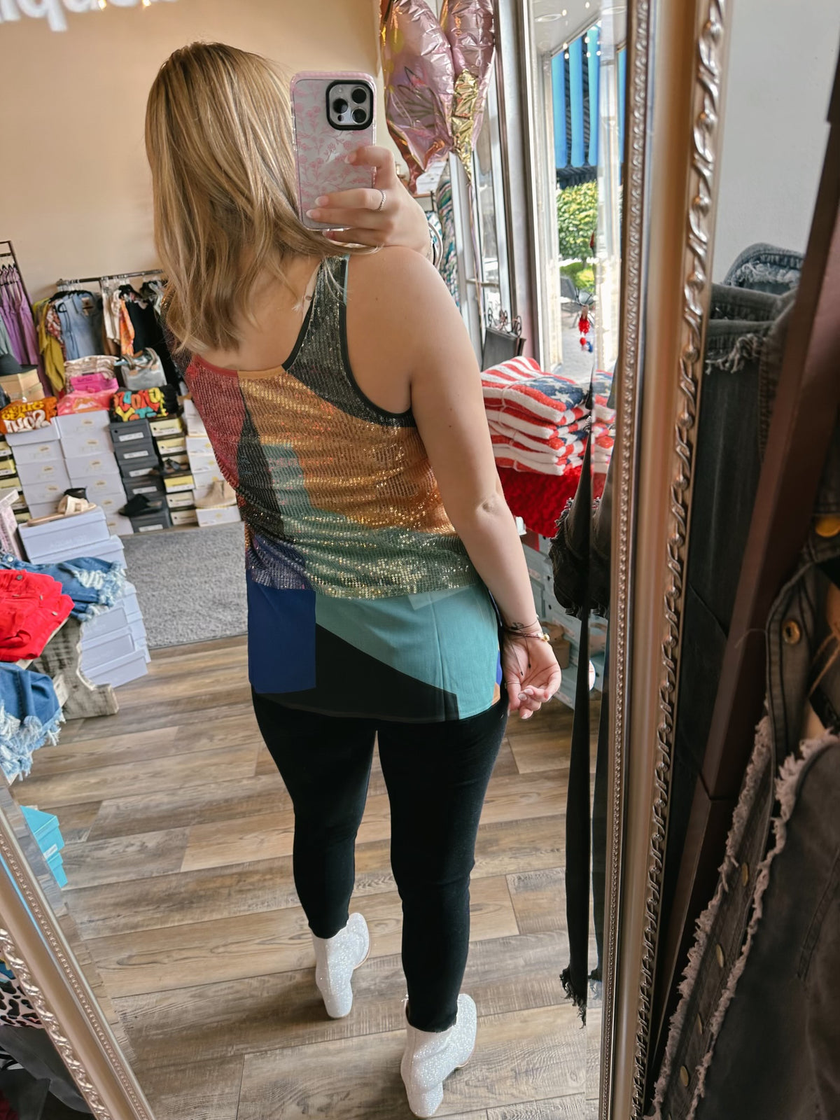 Geo Sequin Tank Top