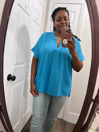 Pleat Blue Top