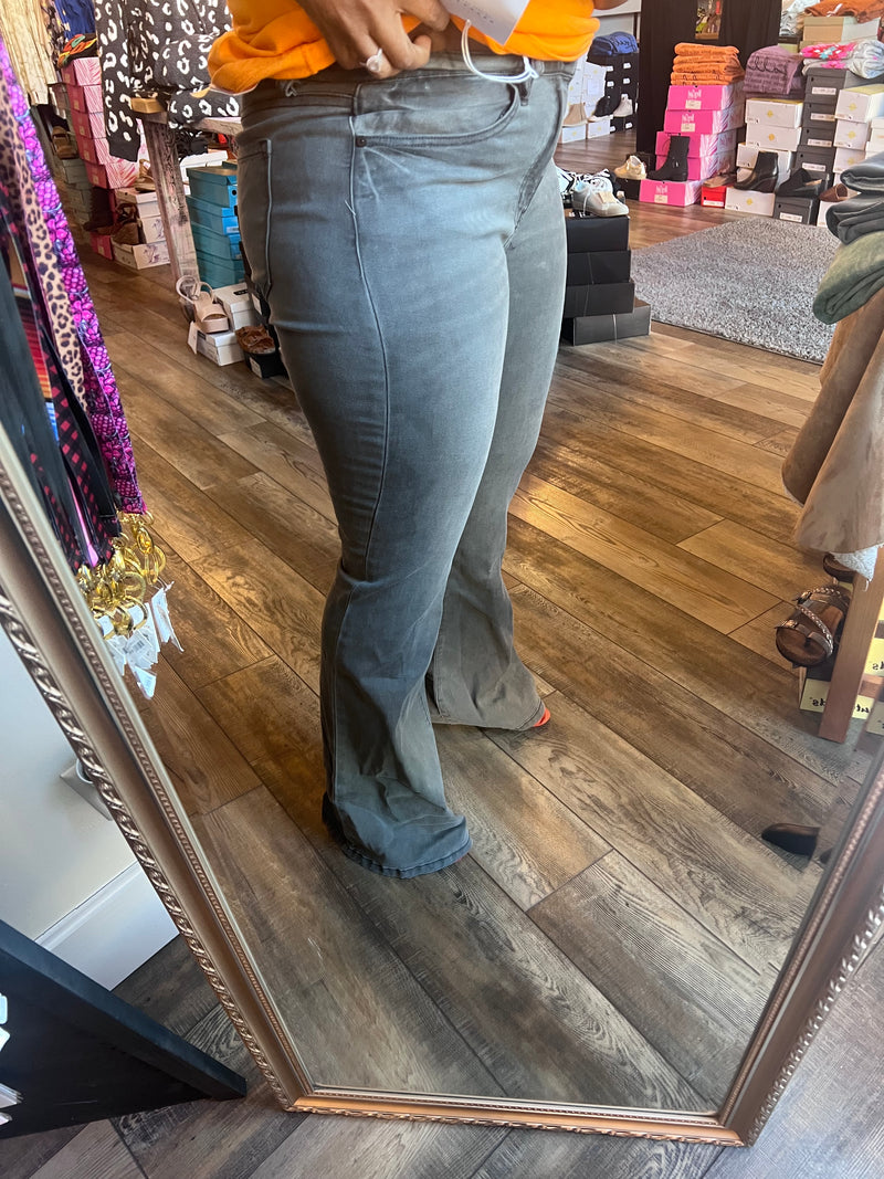 Gray Midrise Flare Jeans