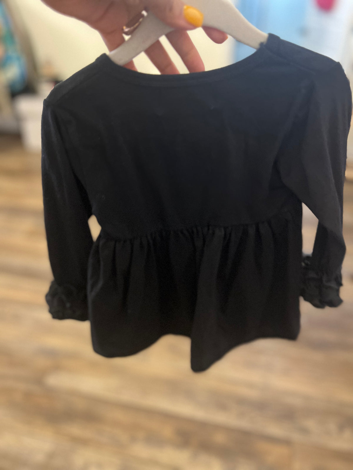 Kids Black Ruffle Top