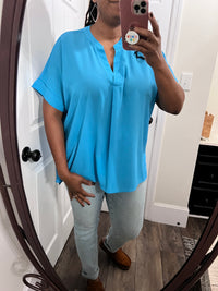 Pleat Blue Top