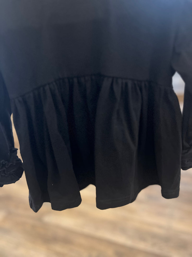 Kids Black Ruffle Top