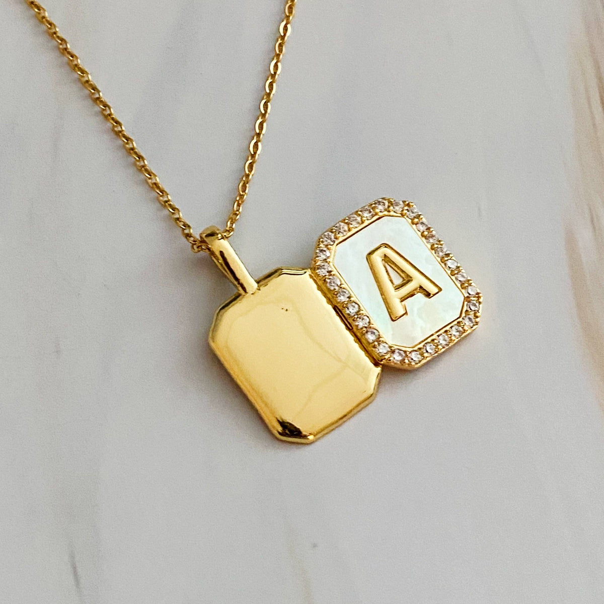 Ellison+Young - Initial Deco Open Locket Pendant Necklace