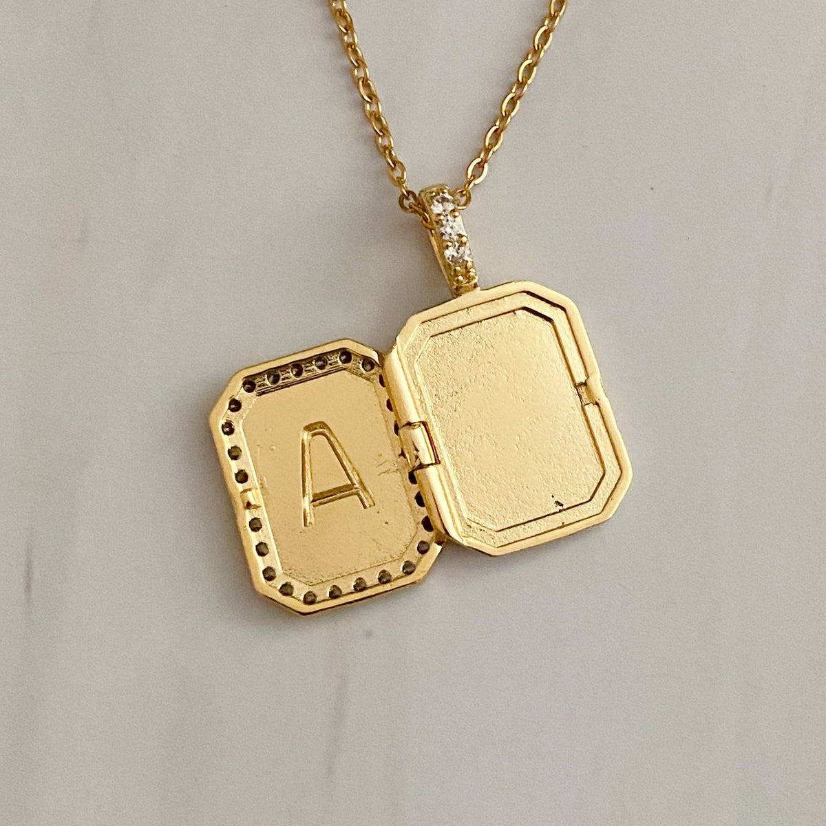 Ellison+Young - Initial Deco Open Locket Pendant Necklace