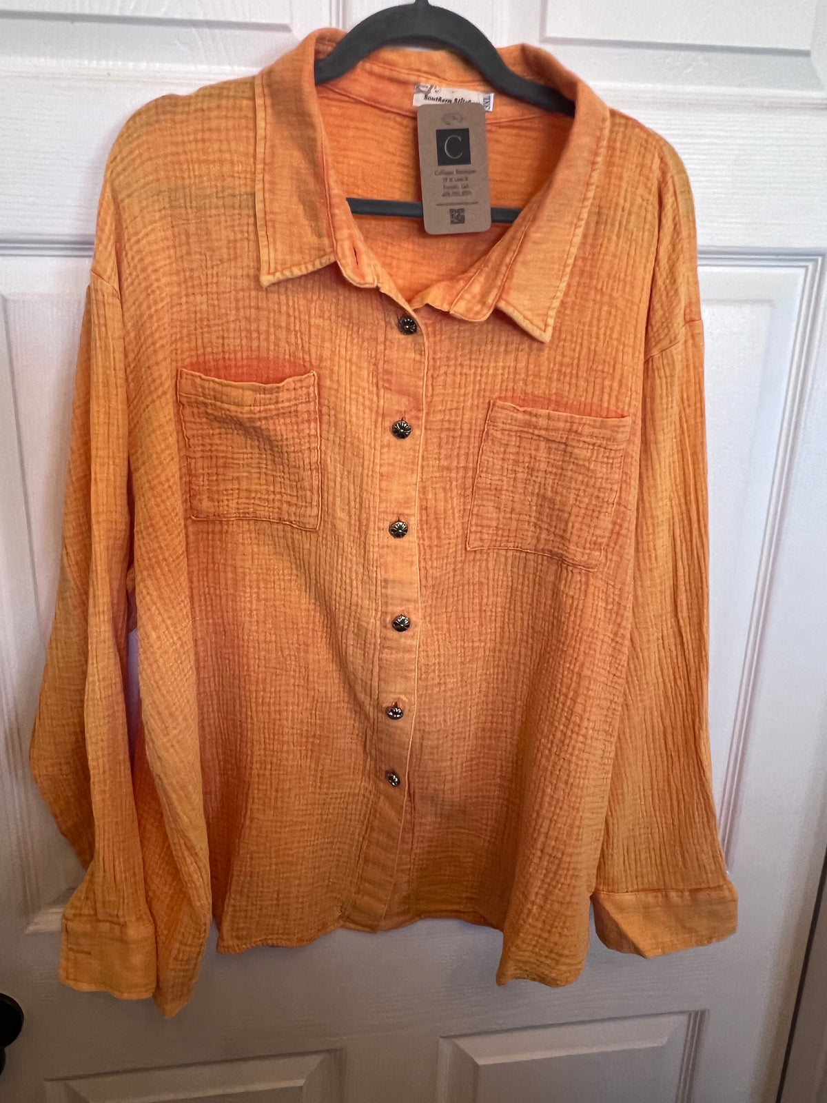 Orange Button Top