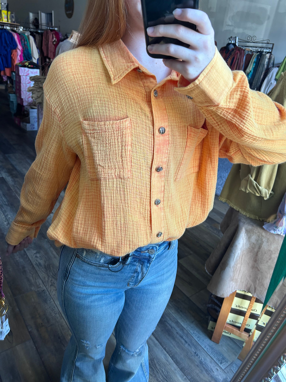 Orange Button Top