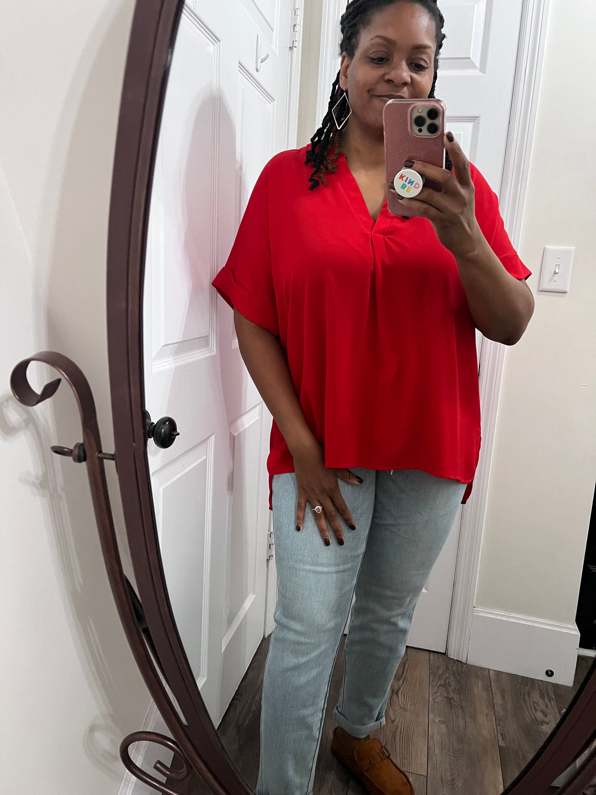 Red Pleat Top