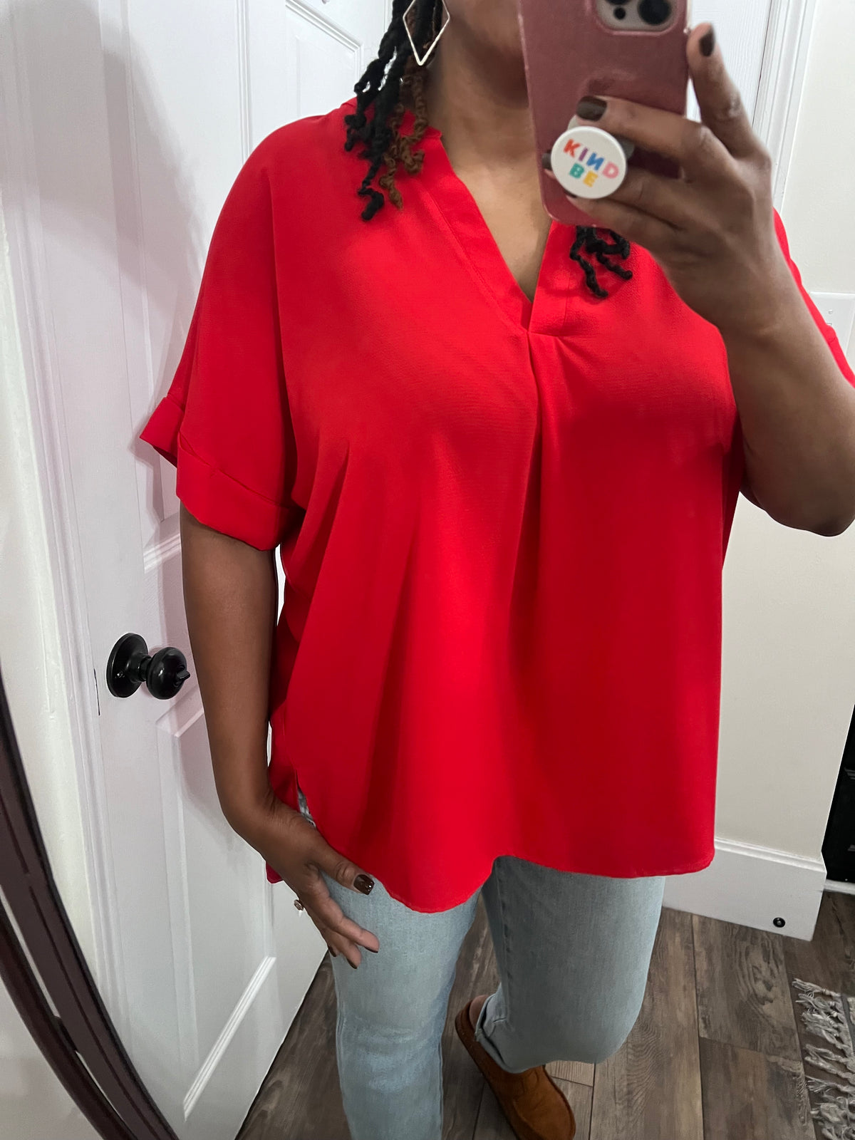 Red Pleat Top