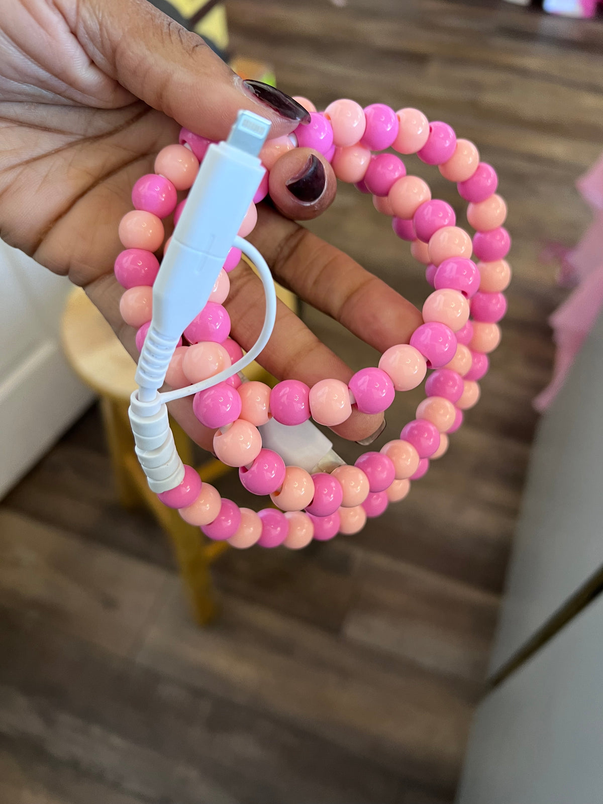 Pink Beaded Charger