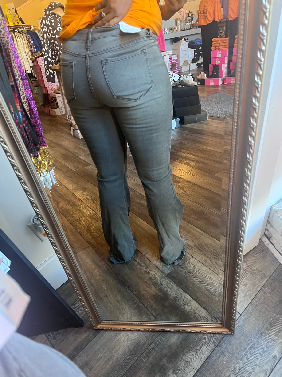 Gray Midrise Flare Jeans