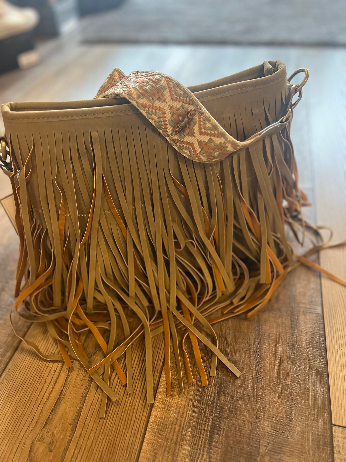 Olive Fringe Crossbody