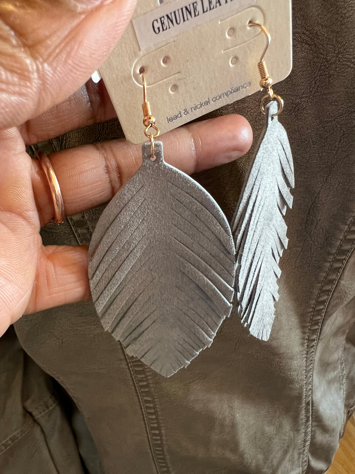 Grey Feather Earrings