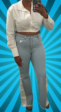 White Stripe Flare Jean