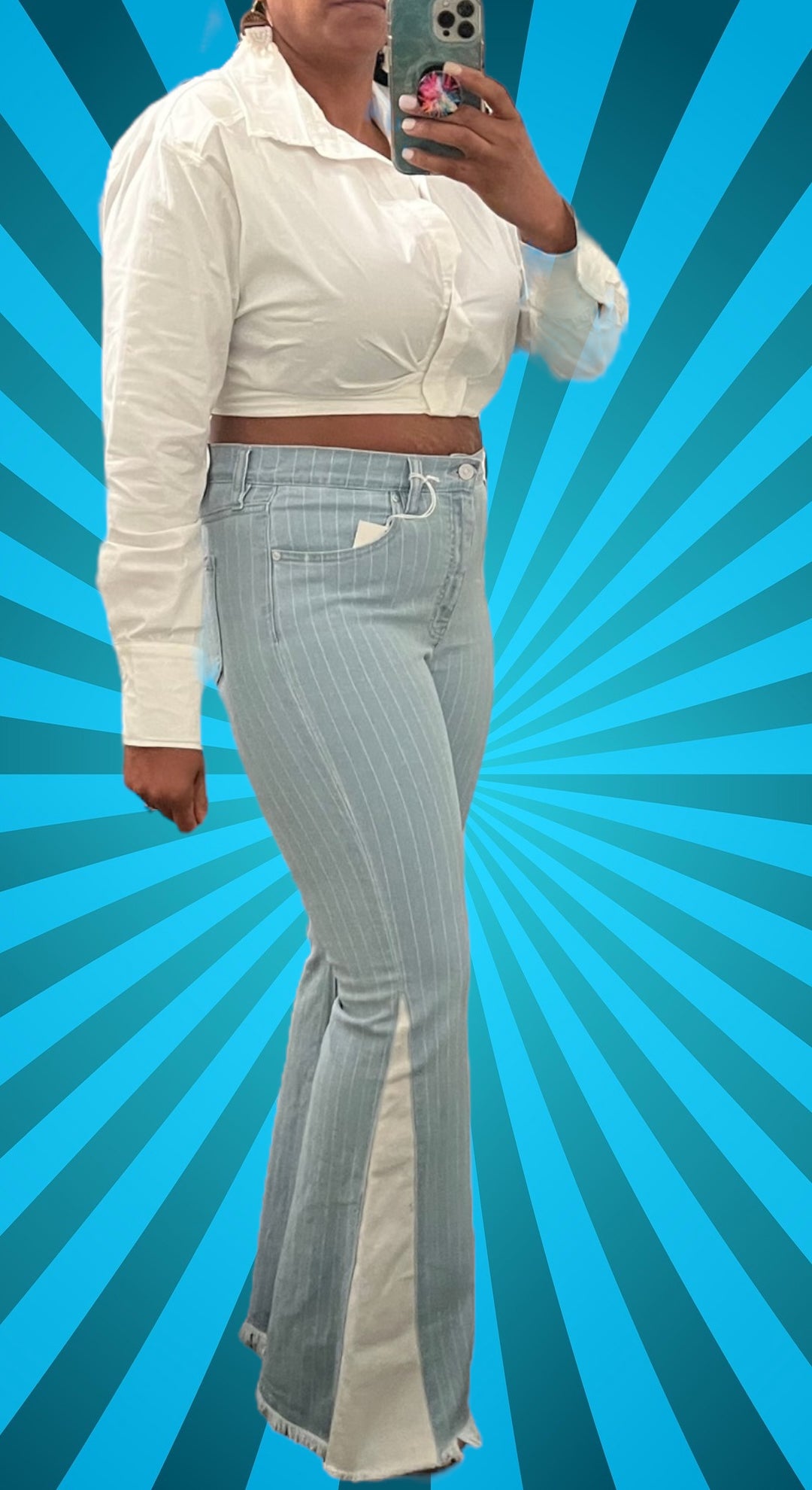 White Stripe Flare Jean