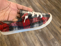 Red Plaid low cut sneaker