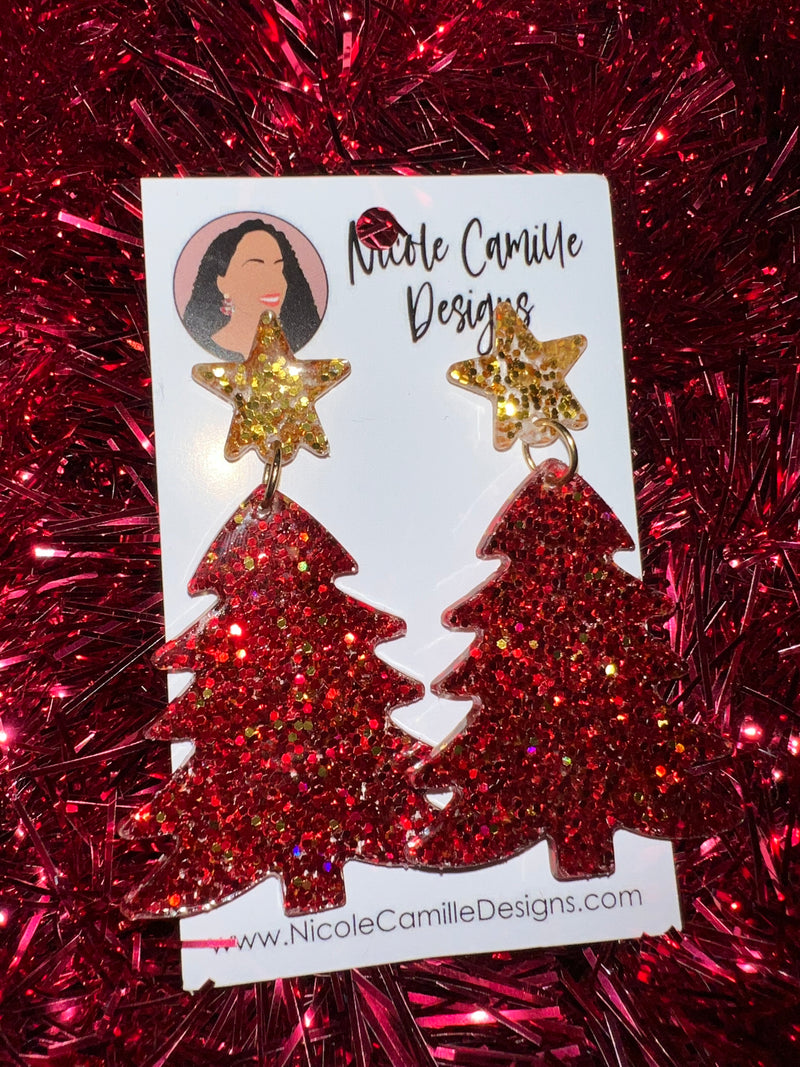 Glitter Tree Earrings