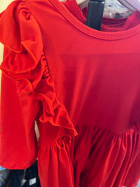 Girls red ruffle dress