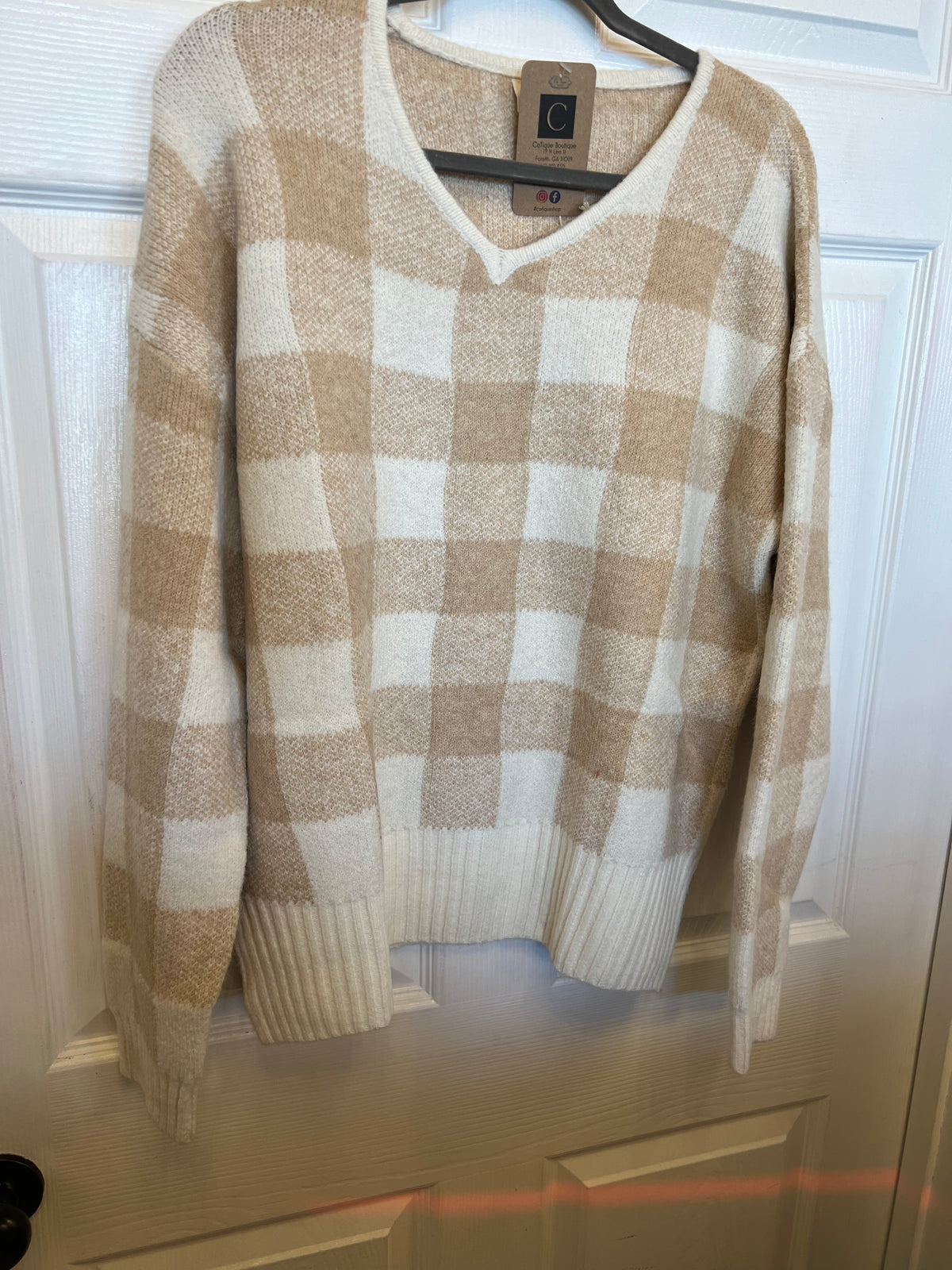 Tan Plaid Sweater