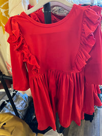 Girls red ruffle dress