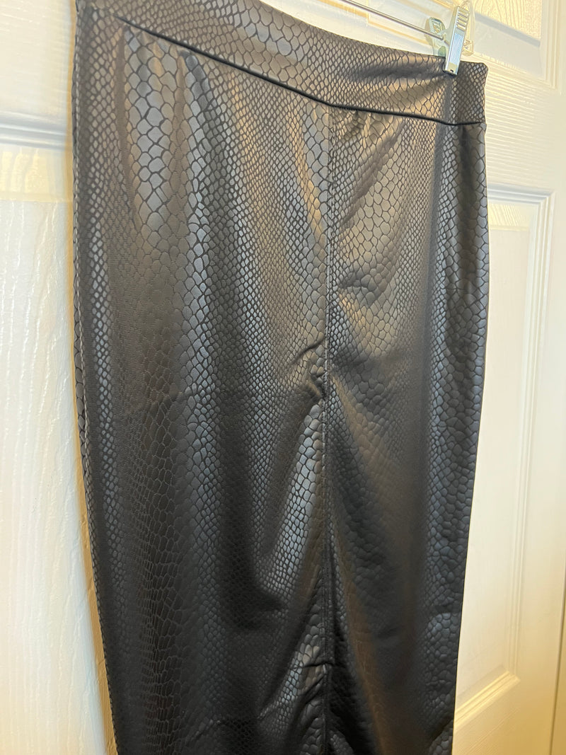 Black Faux Midi Skirt