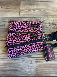Patent Pink Leopard Makeup Junkie Bag