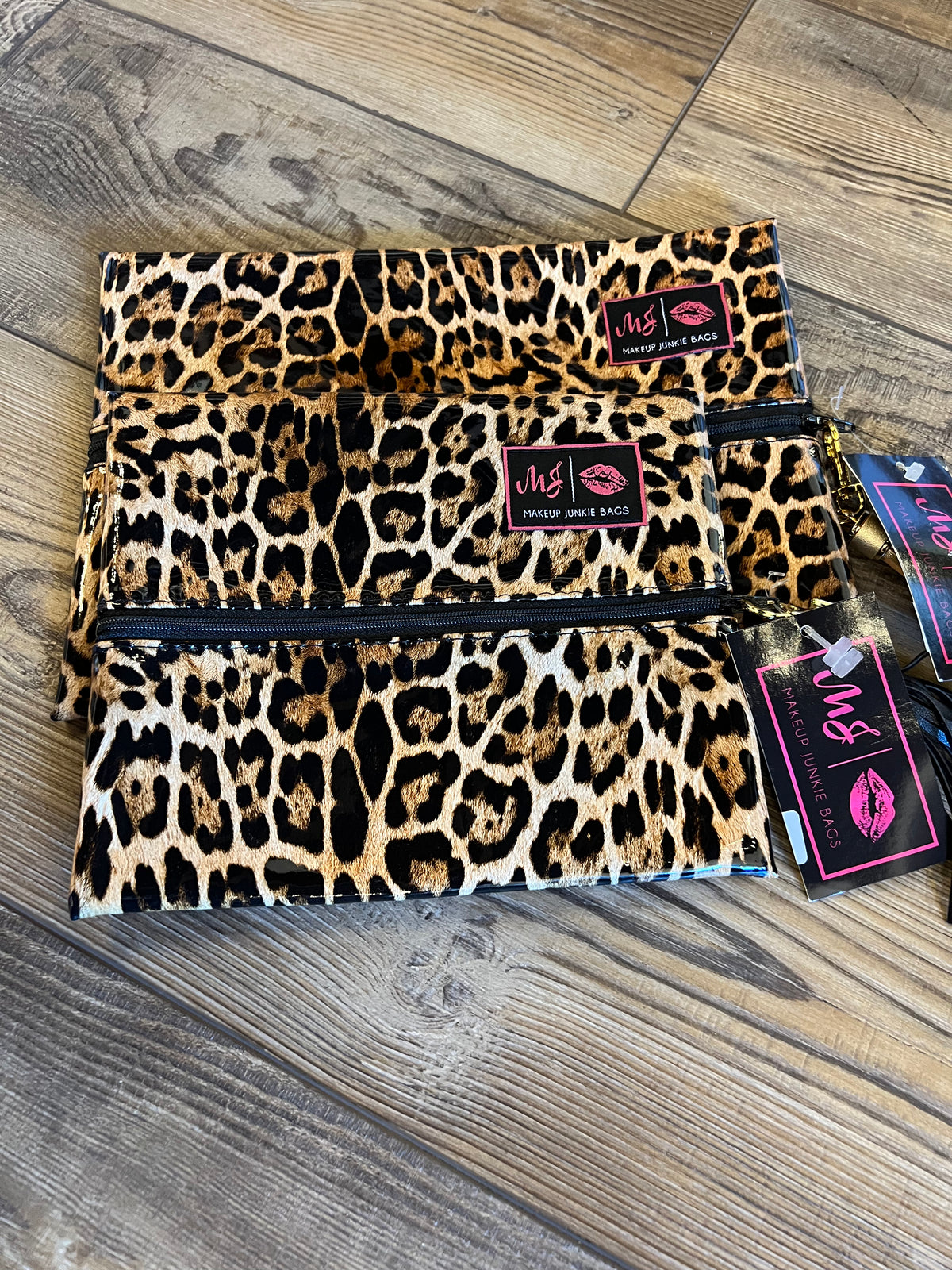 Patent Leopard Makeup Junkie Bag