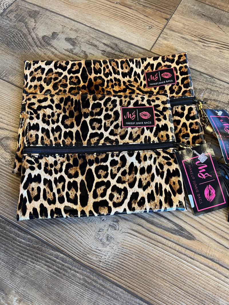 Patent Leopard Makeup Junkie Bag