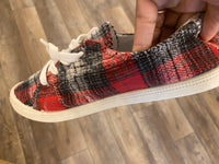 Red Plaid low cut sneaker